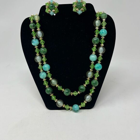 Vintage West Germany 1950/60’s double strand necklace and earring set. - Picture 4 of 8